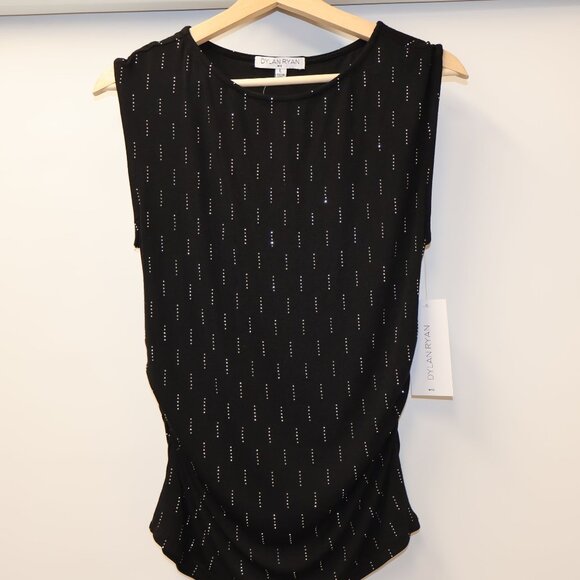 Dylan Ryan Black Sleeveless Top With Subtle Metallic Dotted Pattern - Size L - Picture 10 of 14